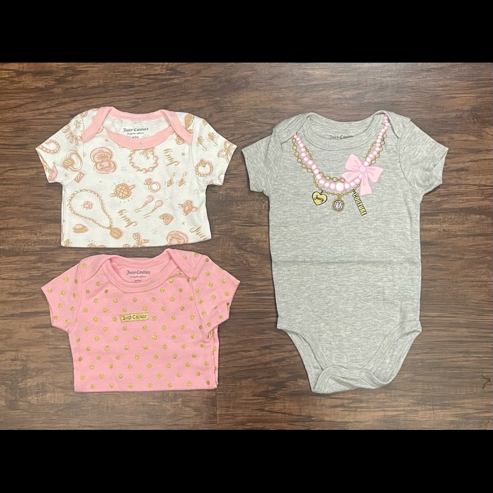 Three Piece Juicy Couture Onesies Set